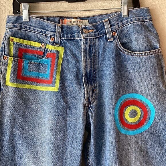Vintage Levi’s 550 Relaxed Fit Up-Cycled High Rise Mom Jeans Size Men’s 33/30 - Picture 7 of 16